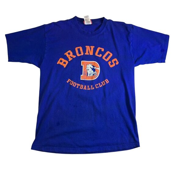 Denver Broncos Reebok Short Sleeve T-Shirt Size Medium Blue y2k - Picture 1 of 13